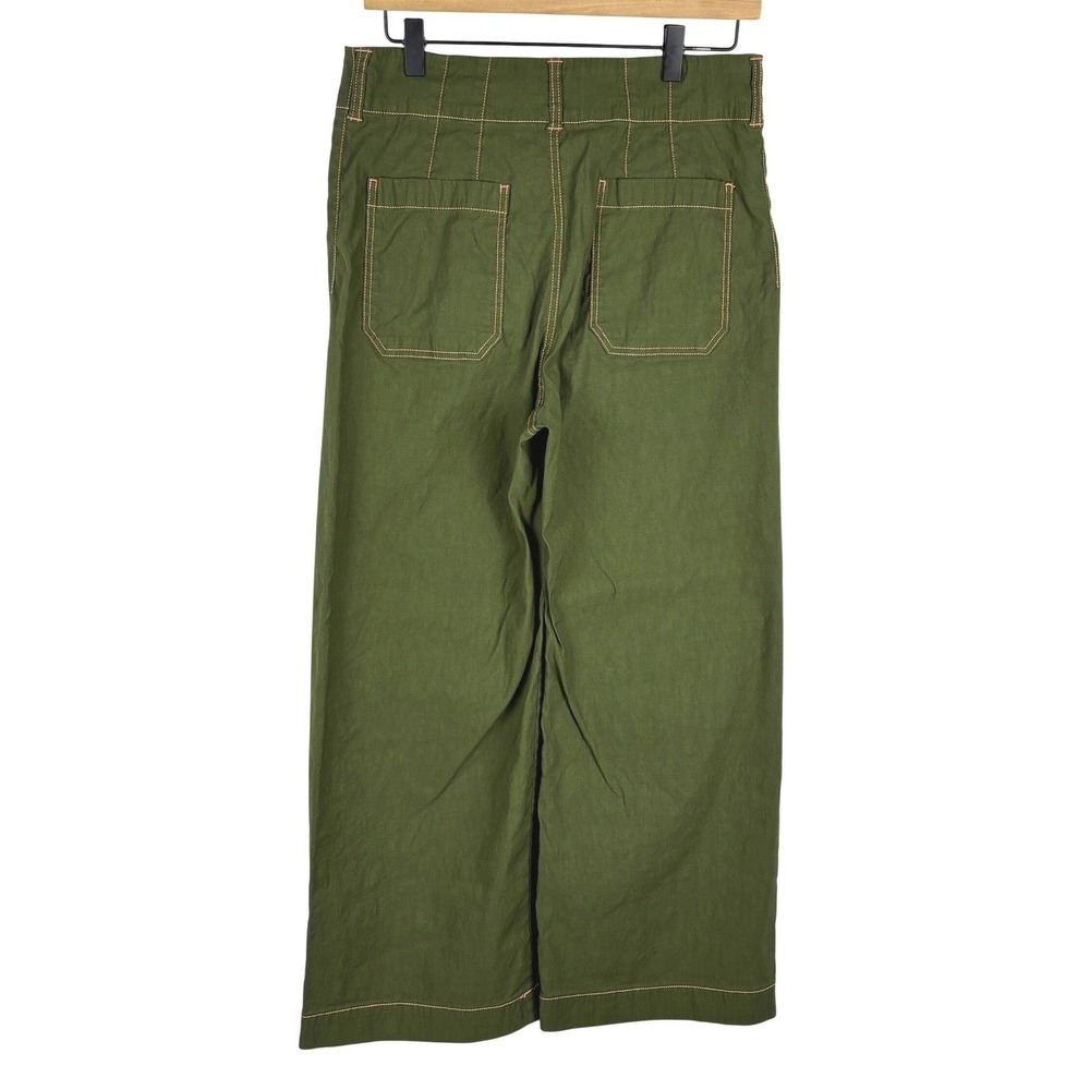 Maeve Anthro Colette Wide Leg Crop Pants 29 x 25 Olive Green Utility Safari Boho - Picture 11 of 12
